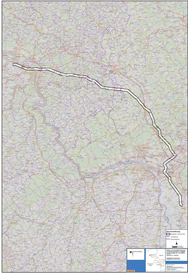 Darstellung des festgelegten Trassenkorridors für das Vorhaben 2 BBPlG, Abschnitt D