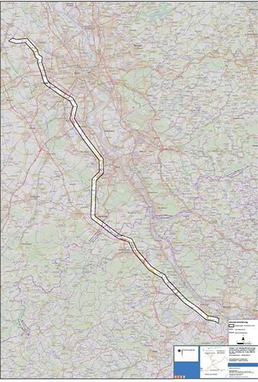 Darstellung des festgelegten Trassenkorridors für das Vorhaben 2 BBPlG, Abschnitt E
