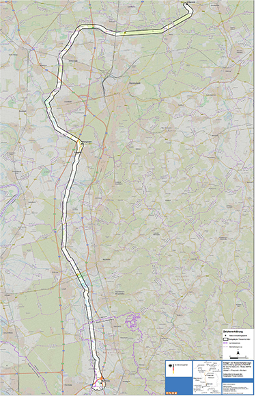 Darstellung des festgelegten Trassenkorridors für das Vorhaben 19 BBPlG, Abschnitt Nord