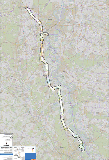 Darstellung des festgelegten Trassenkorridors für das Vorhaben 19 BBPlG, Abschnitt Süd