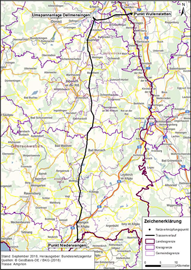 Darstellung der festgelegten Trasse für das Vorhaben 25 BBPlG