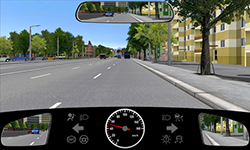 Sie fahren innerorts mit 50 km/h auf dem rechten von drei Fahrstreifen für Ihre Richtung.