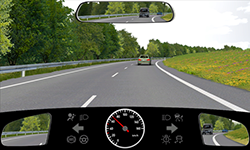 Sie befahren eine Straße außerorts mit etwa 70 km/h.