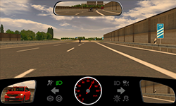 Sie fahren auf einer Autobahn mit 120 km/h auf dem rechten von drei Fahrstreifen für Ihre Richtung. Auf der rechten Seite befindet sich die 300-m-Bake für die folgende Ausfahrt.