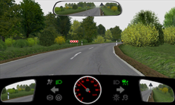 Sie befahren eine Straße außerorts mit knapp 70 km/h.