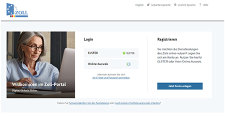 Abbildung 1: Zugang im Zoll-Portal