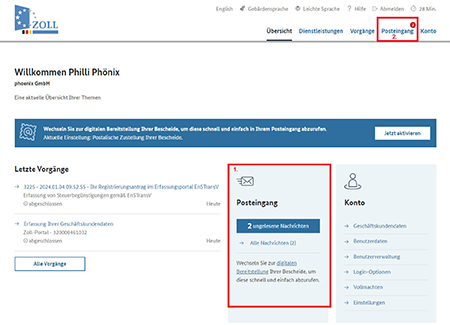 Abbildung 15: Zoll-Portal