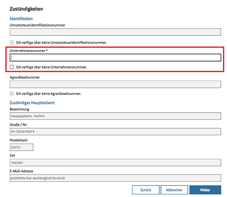 Abbildung 20: Anzeige – Registrierung – Zuständigkeiten