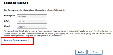 Abbildung 36: Anzeige – Empfangsbestätigung