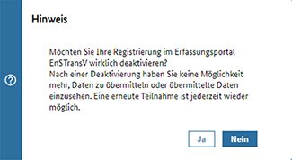 Abbildung 55: Hinweismeldung Benutzerkonto deaktivieren