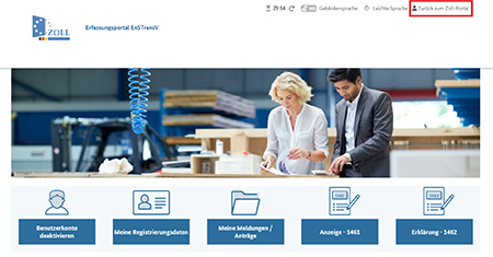 Abbildung 68: Abmelden vom Erfassungsportal EnSTransV