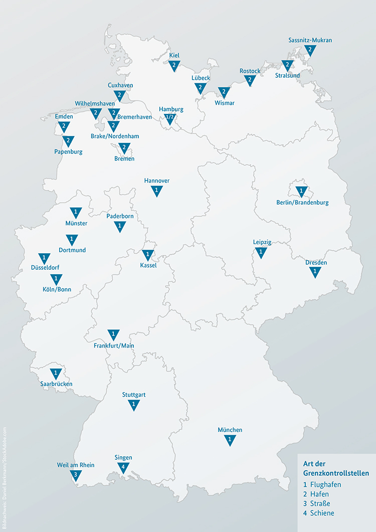 Karte der Grenzkontrollstellen