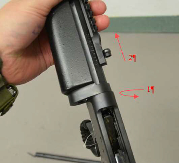 „Chiappa 1892 Wildlands“, Ansicht Drehung und Entnahme des Laufs