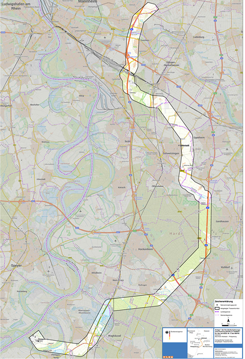 Abbildung 6: Darstellung des festgelegten Trassenkorridors für das Vorhaben 2 BBPlG, Abschnitt B