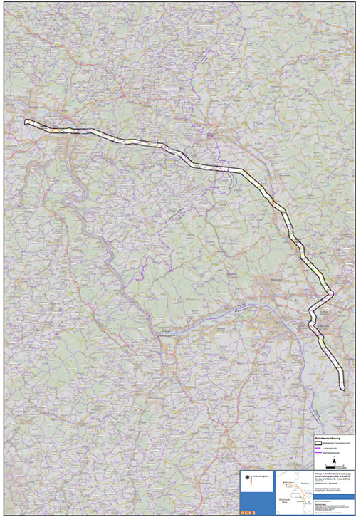 Abbildung 8: Darstellung des festgelegten Trassenkorridors für das Vorhaben 2 BBPlG, Abschnitt D