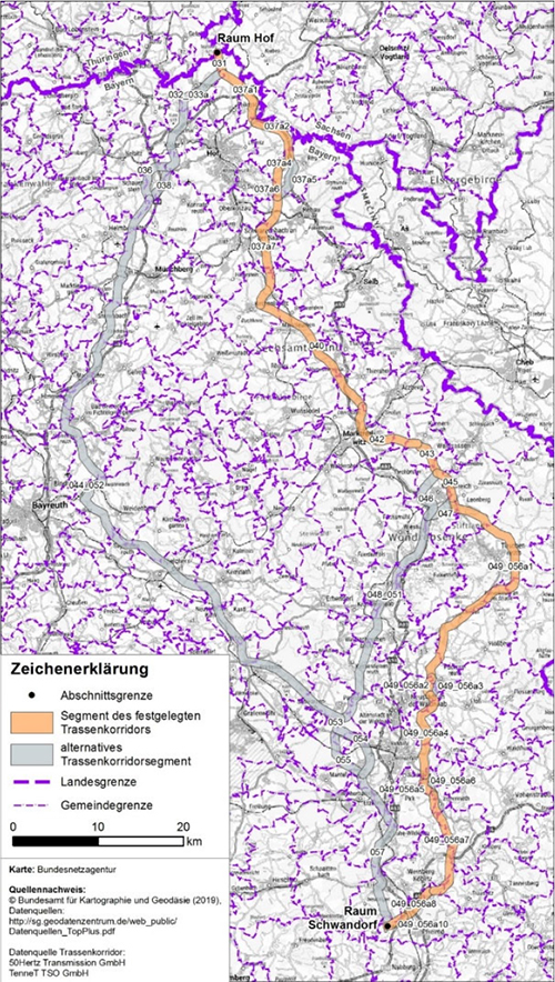 Abbildung 21: Darstellung des festgelegten Trassenkorridors für das Vorhaben 5 BBPlG, Abschnitt C