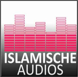 Islamische Audios nutzt als Vereinskennzeichen stilisierte Audioamplituden in roter Farbe. Darunter befindet sich der in weiß gehaltene Schriftzug Islamische Audios vor grau/weißem Hintergrund.