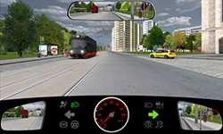 Sie fahren innerorts auf einer Vorfahrtstraße mit 10 km/​h und blinken rechts.