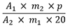Groß A Index eins mal klein m Index zwei mal klein p geteilt durch groß A Index zwei mal klein m Index eins mal zwanzig