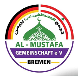 Zeichen der AL-MUSTAFA Gemeinschaft e. V., Kreis mit Kuppeldach einer Moschee und Text