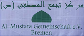 Zeichen der Al-Mustafa Gemeinschaft e. V. Bremen, Schriftzeichen und Kuppeldach einer Moschee