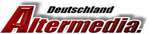 Abgebildet ist der Vereinsname „Altermedia“ in einem von Rot ins Schwarze verlaufendem Schriftzug und darüber das Wort „Deutschland“.
