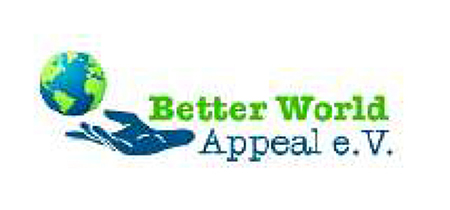 Links befindet sich eine Weltkugel, darunter eine geöffnete Hand, daneben der Text Better World, darunter der Text Appeal epunktVpunkt.