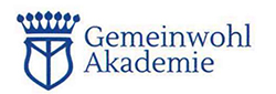 Blaues vereinfachtes Logo des Königreich Deutschland neben dem Schriftzug Gemeinwohl Akademie.