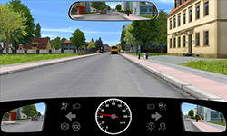 Sie befahren eine Straße innerorts mit etwa 45 km/h.