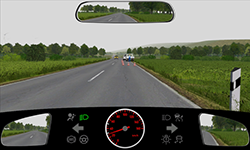 Sie befahren eine Straße außerorts mit knapp 30 km/h. Es ist erkennbar, dass Ihr Fahrstreifen in etwa 20 m durch eine Baustelle verengt wird. Auf der Gegenfahrbahn befindet sich ein Pkw.