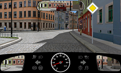 Sie befahren eine Straße innerorts mit etwa 25 km/h.