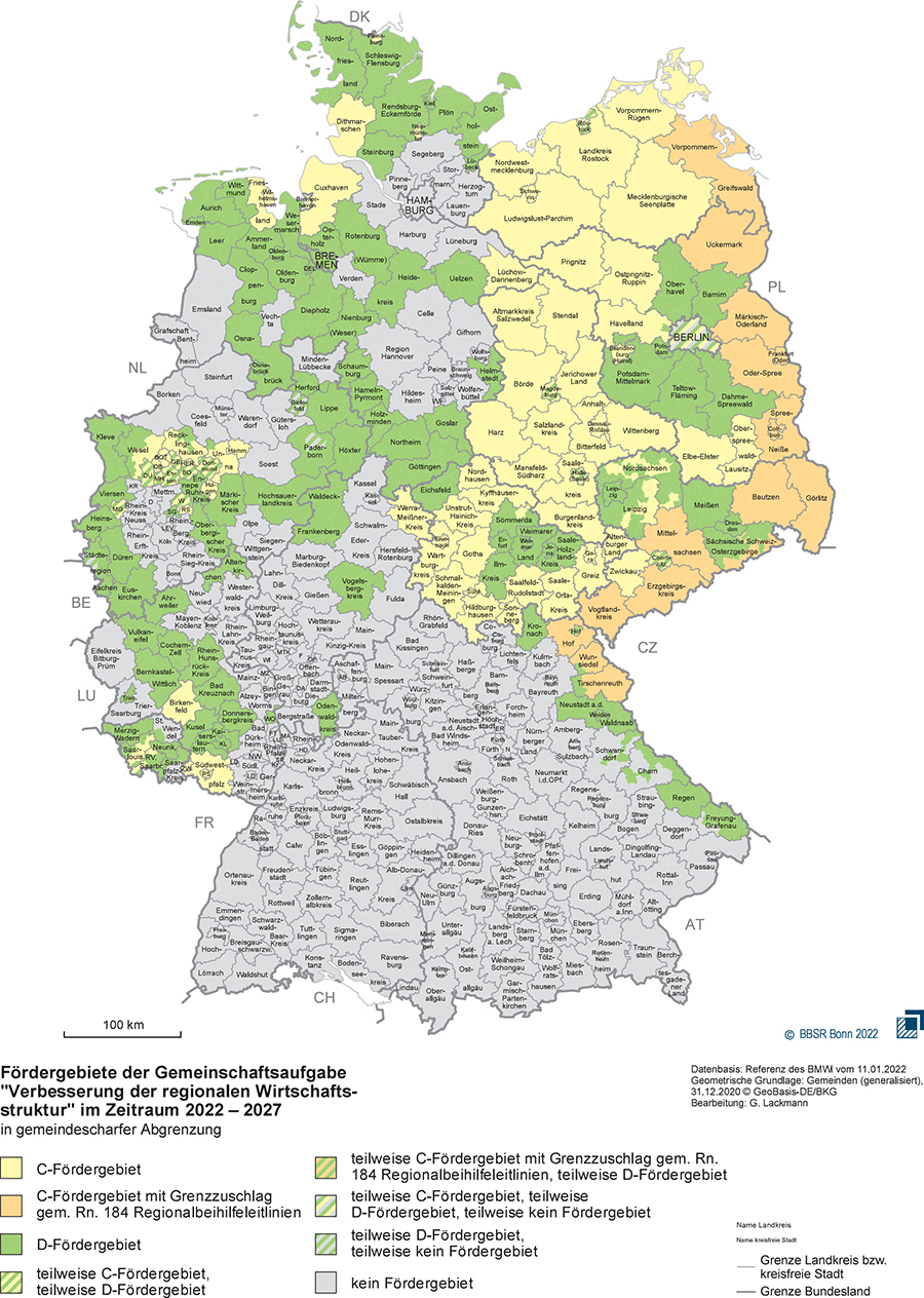 GRW-Fördergebietskarte 2022 bis 2027