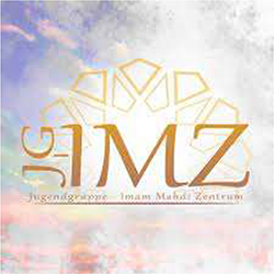 Das Symbol zeigt das alte Logo der Jugendgruppe des Imam Mahdi Zentrum. Es zeigt die Buchstaben „JG IMZ“ in goldener Schrift. Im Hintergrund ist der Himmel zu sehen.