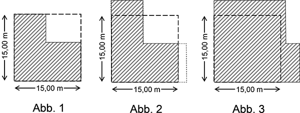 Abb. 1 bis 3: Grundrissformen zur Bestimmung der Höchstwerte für Fassaden nach Tabelle 8