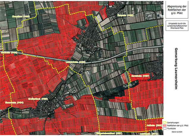 Beantragte Gebietsabgrenzung für die Gemarkung Laumersheim