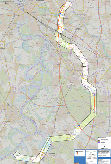 Abbildung 6: Darstellung des festgelegten Trassenkorridors für das Vorhaben 2 BBPlG, Abschnitt B