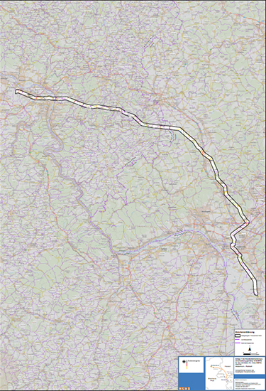 Abbildung 8: Darstellung des festgelegten Trassenkorridors für das Vorhaben 2 BBPlG, Abschnitt D
