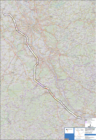 Abbildung 9: Darstellung des festgelegten Trassenkorridors für das Vorhaben 2 BBPlG, Abschnitt E