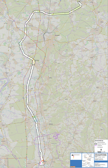 Abbildung 32: Darstellung des festgelegten Trassenkorridors für das Vorhaben 19 BBPlG, Abschnitt Nord