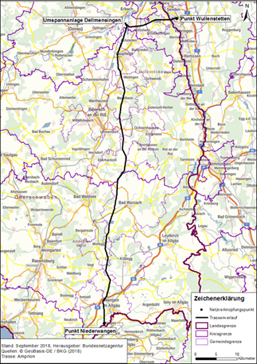 Abbildung 35: Darstellung der festgelegten Trasse für das Vorhaben 25 BBPlG