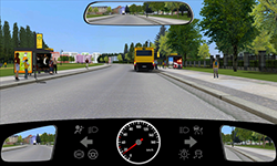 Sie fahren innerorts mit 15 km/​h. Vor Ihnen befindet sich ein Bus an einer Haltestelle.