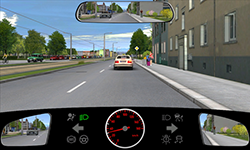 Sie fahren innerorts mit etwa 30 km/​h.