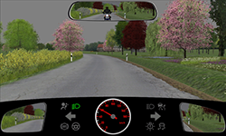 Sie fahren außerorts mit 60 km/​h. Dicht hinter Ihnen befindet sich ein Motorrad.