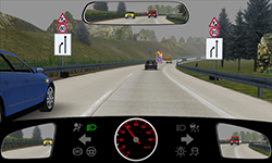 Sie fahren auf einer Autobahn mit 75 km/​h auf dem rechten von zwei Fahrstreifen für Ihre Richtung.