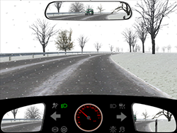 Sie befahren im Winter eine zweispurige Außerortsstraße mit 60 km/h.