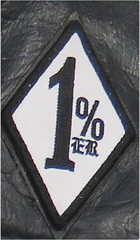 Das weiße Kennzeichen mit schwarzer Umrandung in Form einer Raute zeigt eine schwarze Eins sowie direkt dahinter ein schwarzes Prozentzeichen und in großen Buchstaben die Endung „ER“.