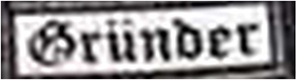 Dieses weiße Kennzeichen mit schwarzer Umrandung in Form eines Rechtecks enthält die Funktionsbeschreibung „Gründer“ in schwarzen Buchstaben. Es deutet auf die Gründer der Gruppierung „United Tribuns“ hin.