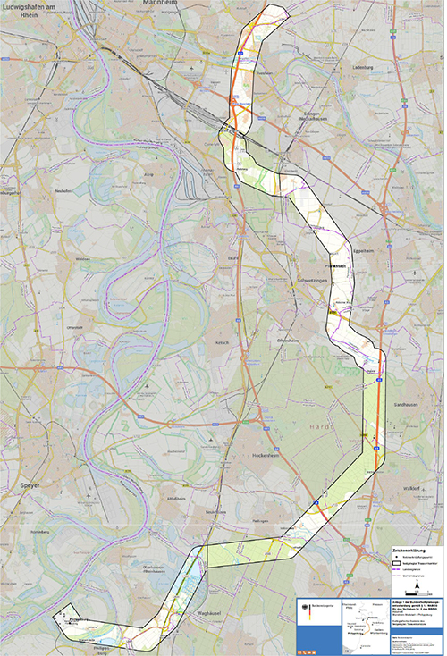 Abbildung 6: Darstellung des festgelegten Trassenkorridors für das Vorhaben 2 BBPlG, Abschnitt B