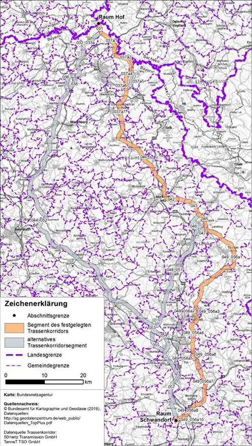 Abbildung 19: Darstellung des festgelegten Trassenkorridors für das Vorhaben 5 BBPlG, Abschnitt C