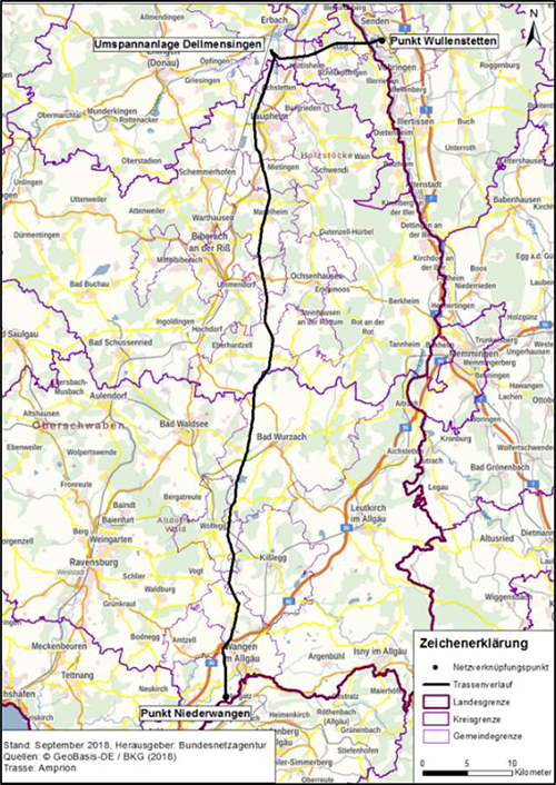 Abbildung 29: Darstellung der festgelegten Trasse für das Vorhaben 25 BBPlG